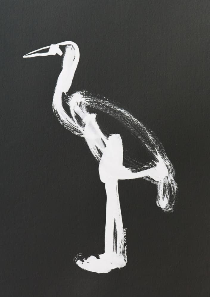 Minimalist Heron Brushstroke by Santhosh ch — canvas wall art