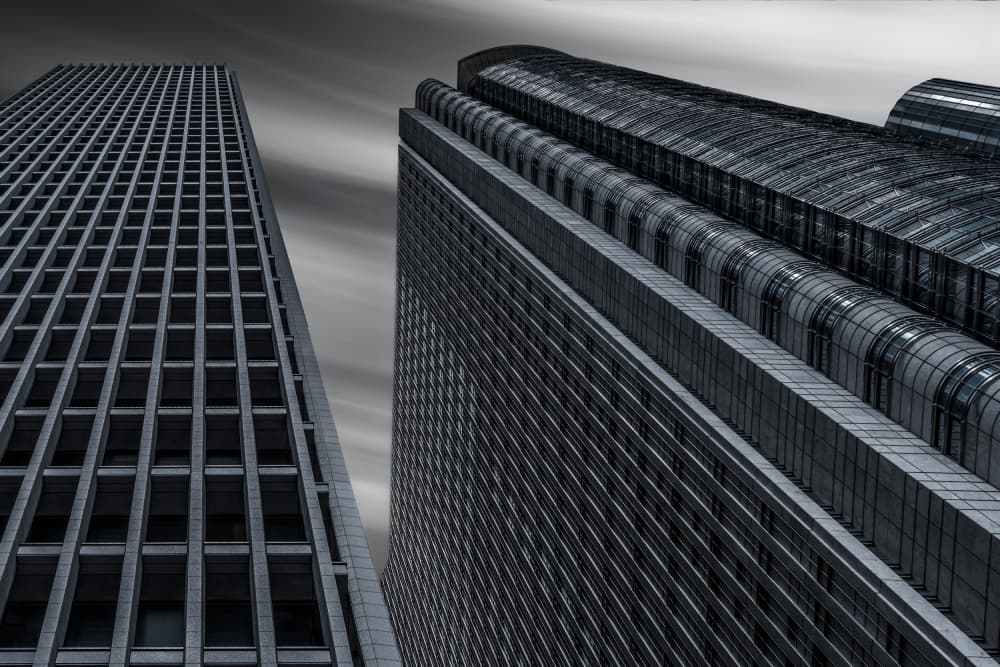 City Towers Dramatic Sky by Tomoshi Hara — canvas wall art