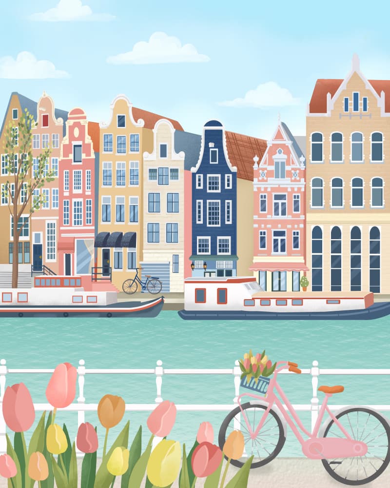 Amsterdam City by Petra Lizde — canvas wall art