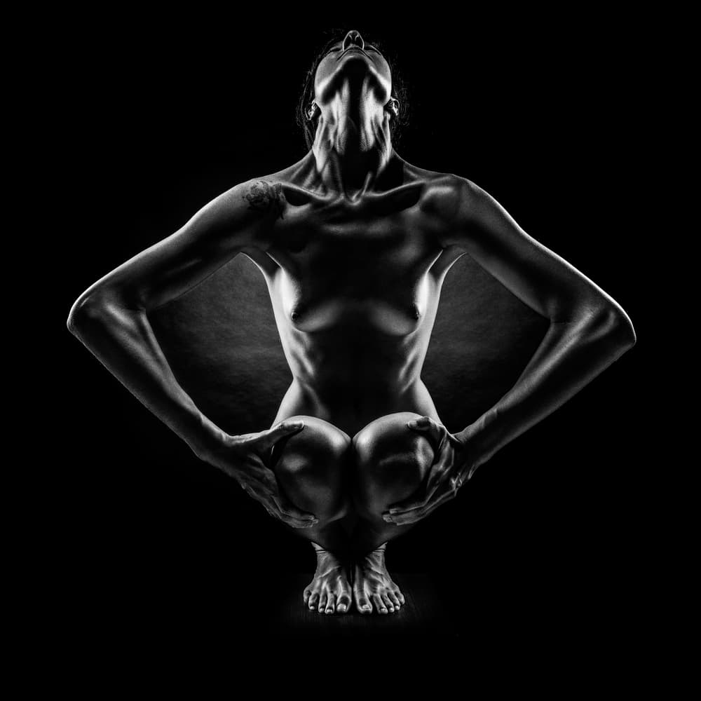 Dramatic Nude Squat by Jackson Carvalho — canvas wall art