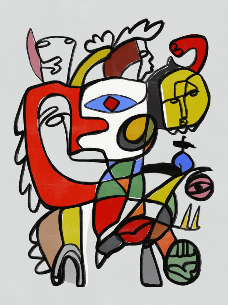 Vibrant Abstract Figures by Little Dean — canvas wall art