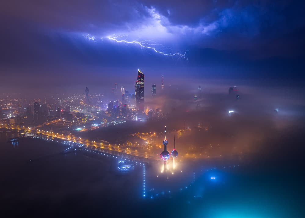 Electric Night Cityscape by Faisal ALnomas — canvas wall art