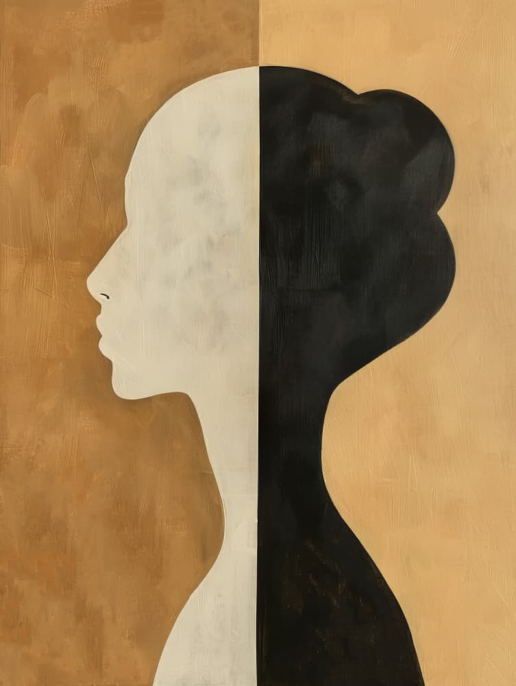 Duality Woman Profile by Bilge Paksoylu — canvas wall art