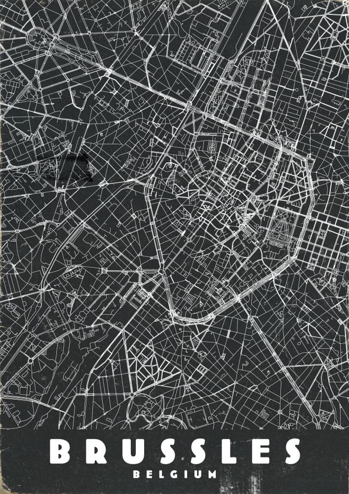 Brussels City Map by Nicholas — canvas wall art