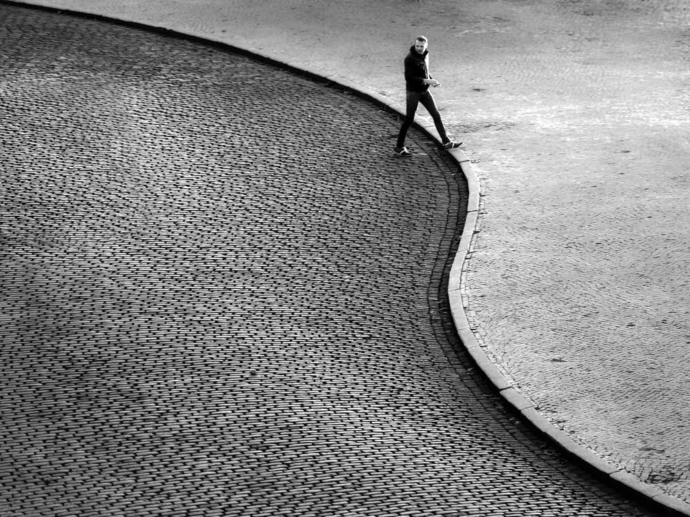 Man on Curved Path by Anna Niemiec — canvas wall art