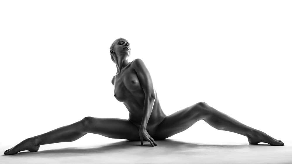 Elegant Nude Splits Pose by AURIMAS VALEVICIUS — canvas wall art