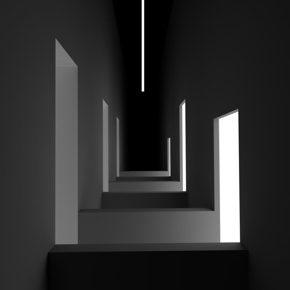 Dark Geometric Corridor by Antonyus Bunjamin (Abe) — canvas wall art