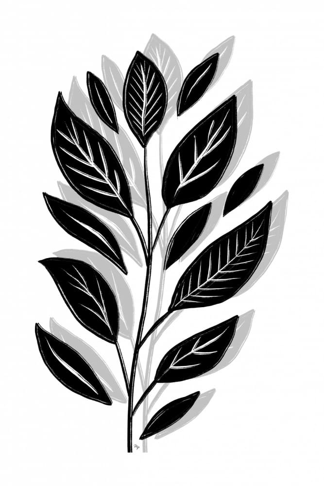 Black Botanical Leaves by Martina — canvas wall art