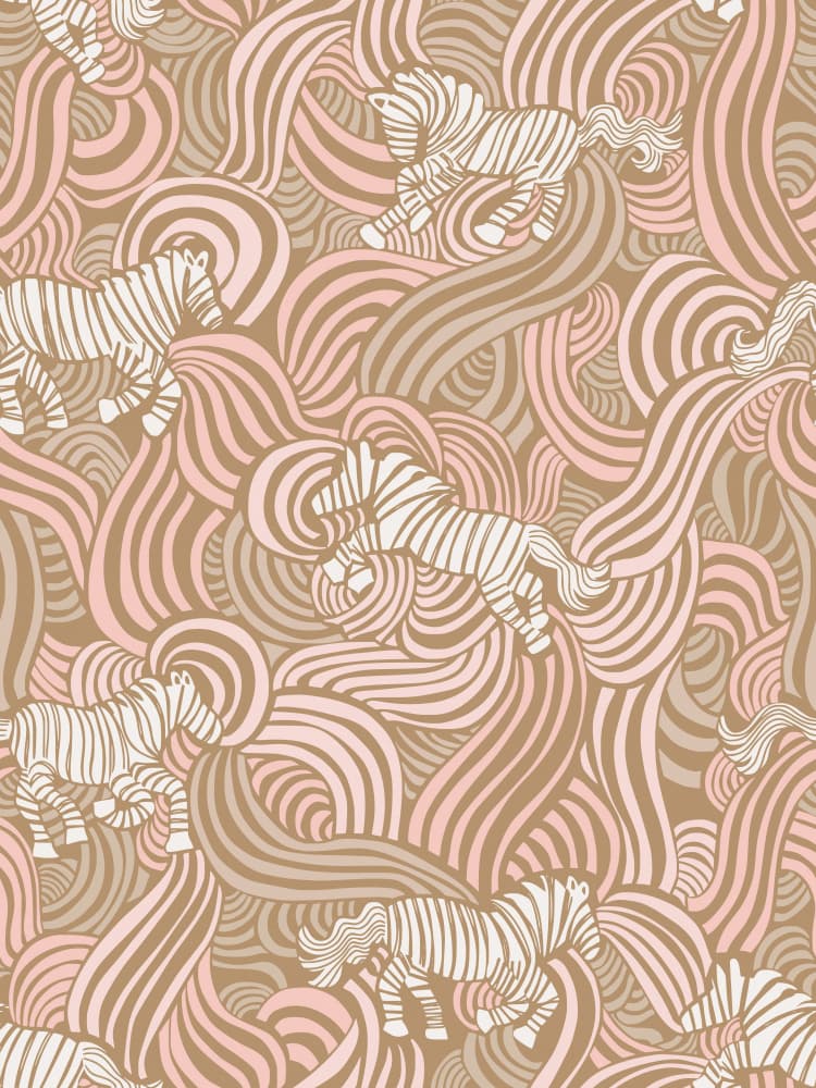 Playful Wavy Zebras by Annick — canvas wall art