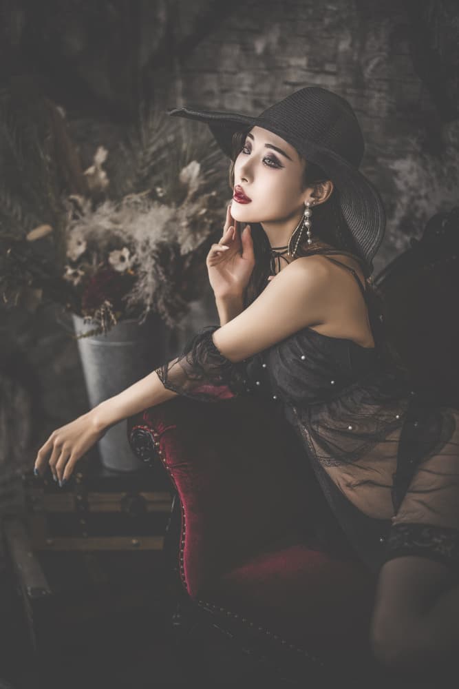 Mysterious Woman Dark Hat by boss — canvas wall art