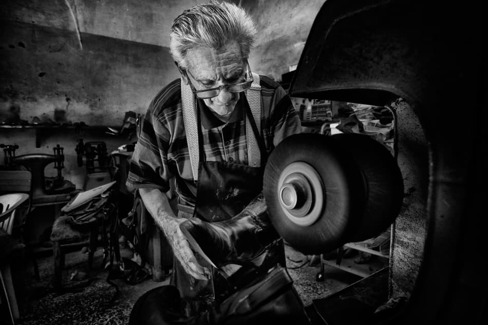 Old Shoemaker at Work by Antonio Grambone — canvas wall art
