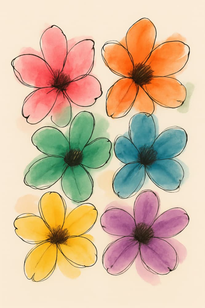 Cheerful Watercolor Flowers by Frida Floral Studio — canvas wall art