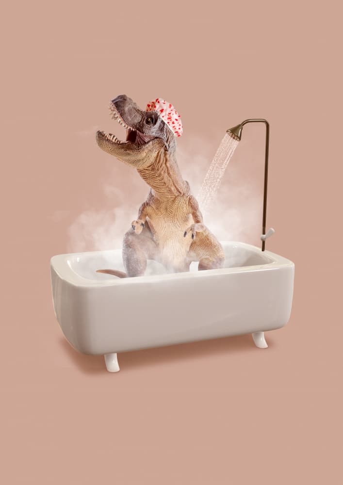 T-Rex Bath Time by Artem Pozdniakov — canvas wall art