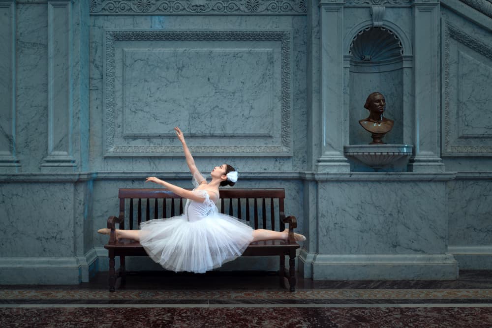 Elegant Ballerina Split by Catherine Wang — canvas wall art