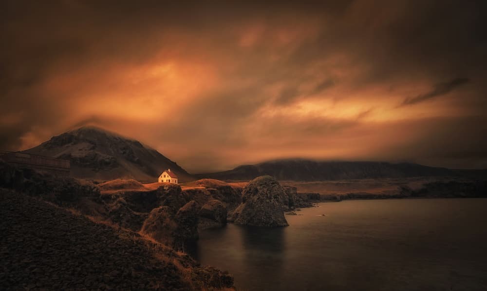 Orange Sky Homestead by Saskia Dingemans — canvas wall art