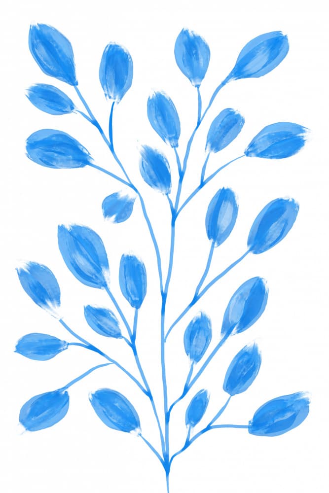 Watercolor Blue Foliage by Martina — canvas wall art