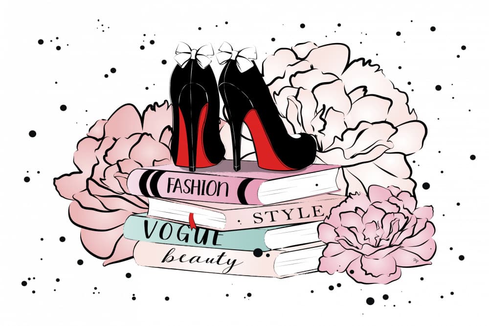 Fashionable Books and Shoes by Martina — canvas wall art