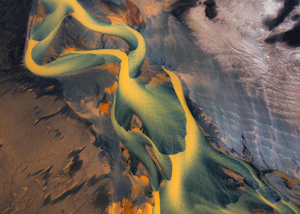 Vibrant Glacial River Delta by Hanping Xiao — canvas wall art