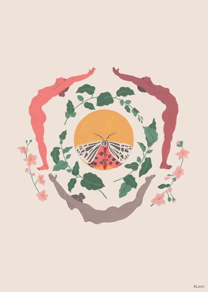 Women Moth Nature Mandala by Amanda Leon — canvas wall art