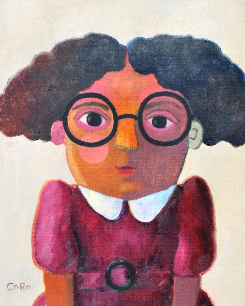 Whimsical Girl With Glasses by Caroline Roberts — canvas wall art