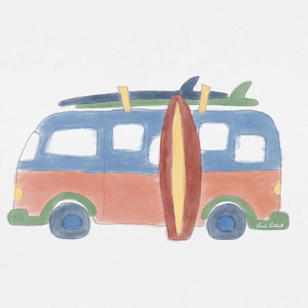 Summer Surf Van by Carrie Cantwell — canvas wall art