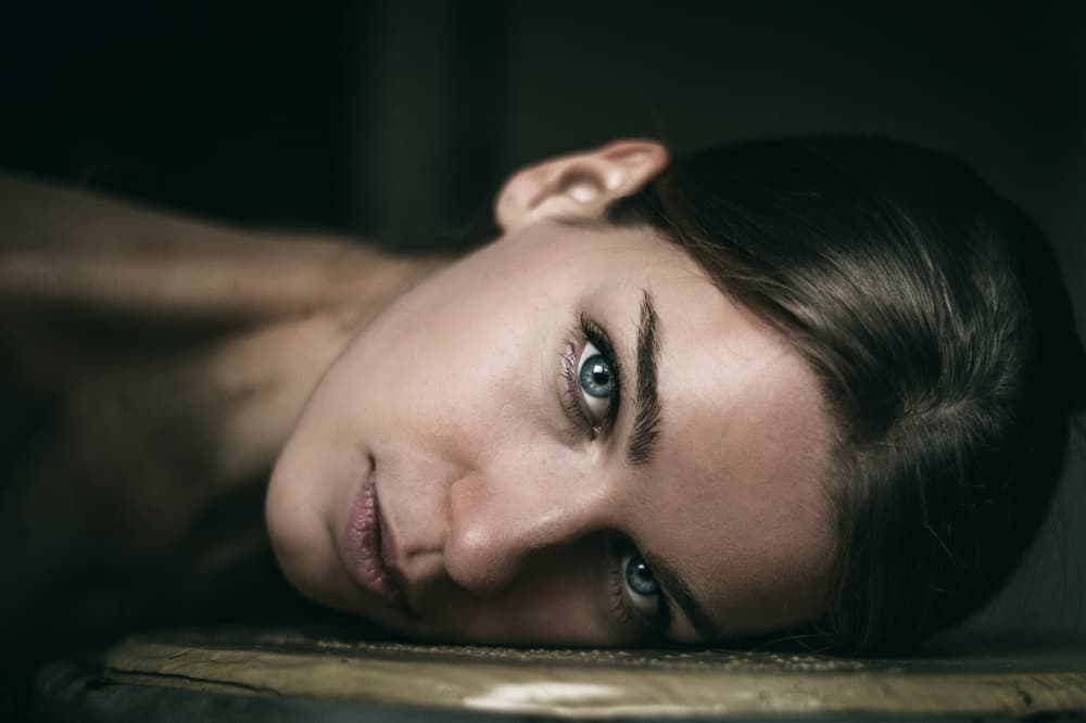 Thoughtful Blue Gaze by Barbora Biňovcová — canvas wall art