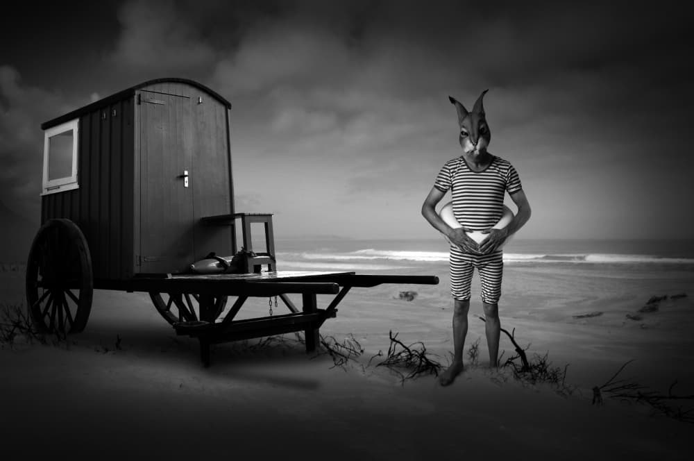 Lone Rabbit Beach Bather by Christine von Diepenbroek — canvas wall art