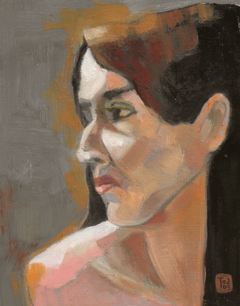 Pensive Woman Profile by Tore Bahnson — canvas wall art