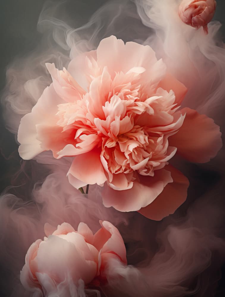 Ethereal Peony Smoke by Bilge Paksoylu — canvas wall art