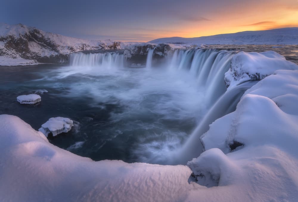 Majestic Winter Waterfall by Tomasz Rojek — canvas wall art