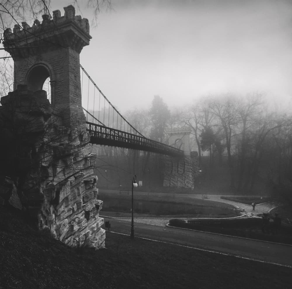 Misty Bridge Park by Catalin Alexandru — canvas wall art