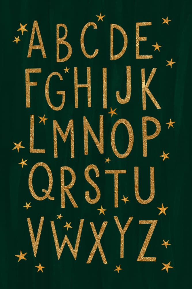Golden Glitter Alphabet by EMELIEmaria — canvas wall art