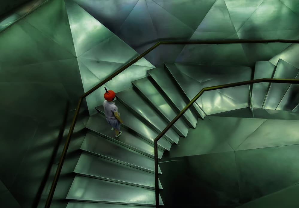 Descending Pumpkin Head by Alfonso Novillo — canvas wall art
