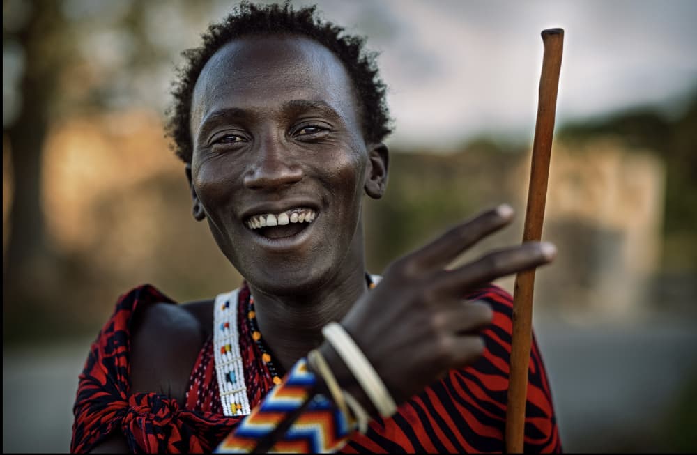 Joyful Maasai Man by Waldemar Szmidt — canvas wall art