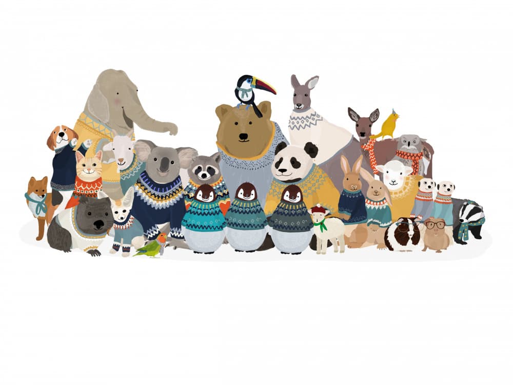 Cozy Cute Animal Sweaters by Hanna Melin — canvas wall art
