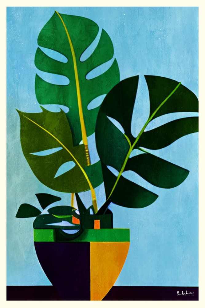 Modern Potted Monstera by Bo Anderson — canvas wall art