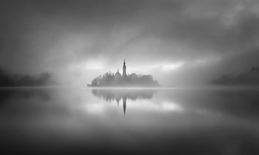 Misty Island Church by Kenneth-Wei Zeng — canvas wall art