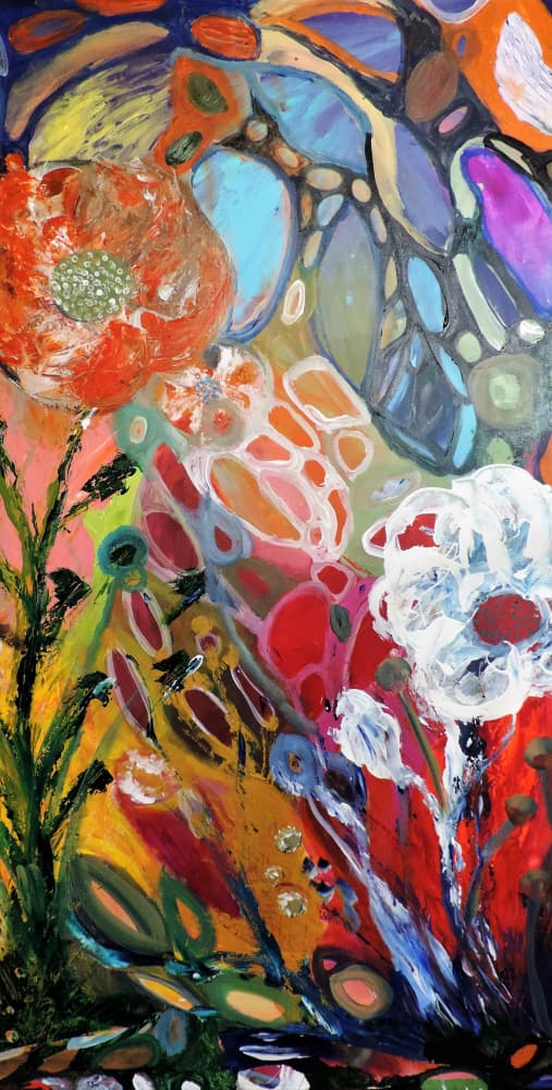 Vibrant Abstract Flowers by Sylvie Demers — canvas wall art