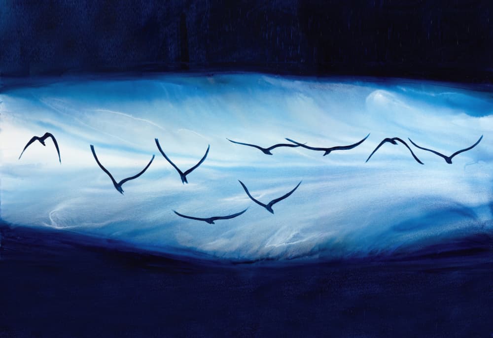 Soaring Blue Birds by RodMacIver — canvas wall art