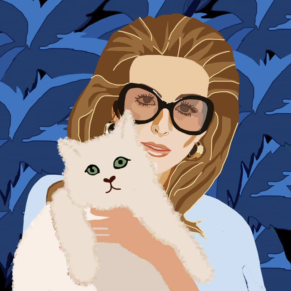 Chic Woman and Cat by Lynnda Rakos — canvas wall art