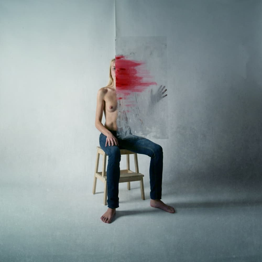 Red Paint Nude Portrait by Yaroslav Vasiliev-Apostol — canvas wall art