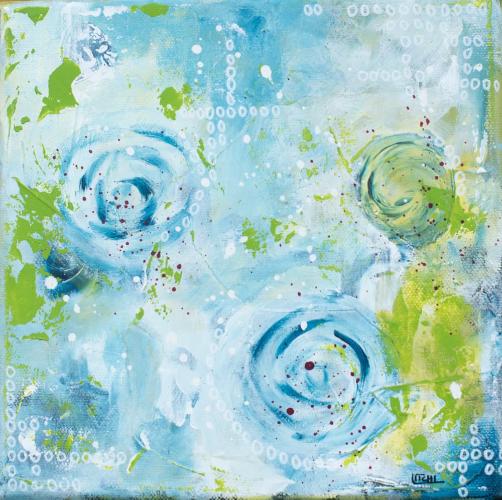 Swirling Aqua Blooms by Lillian Christiansson — canvas wall art