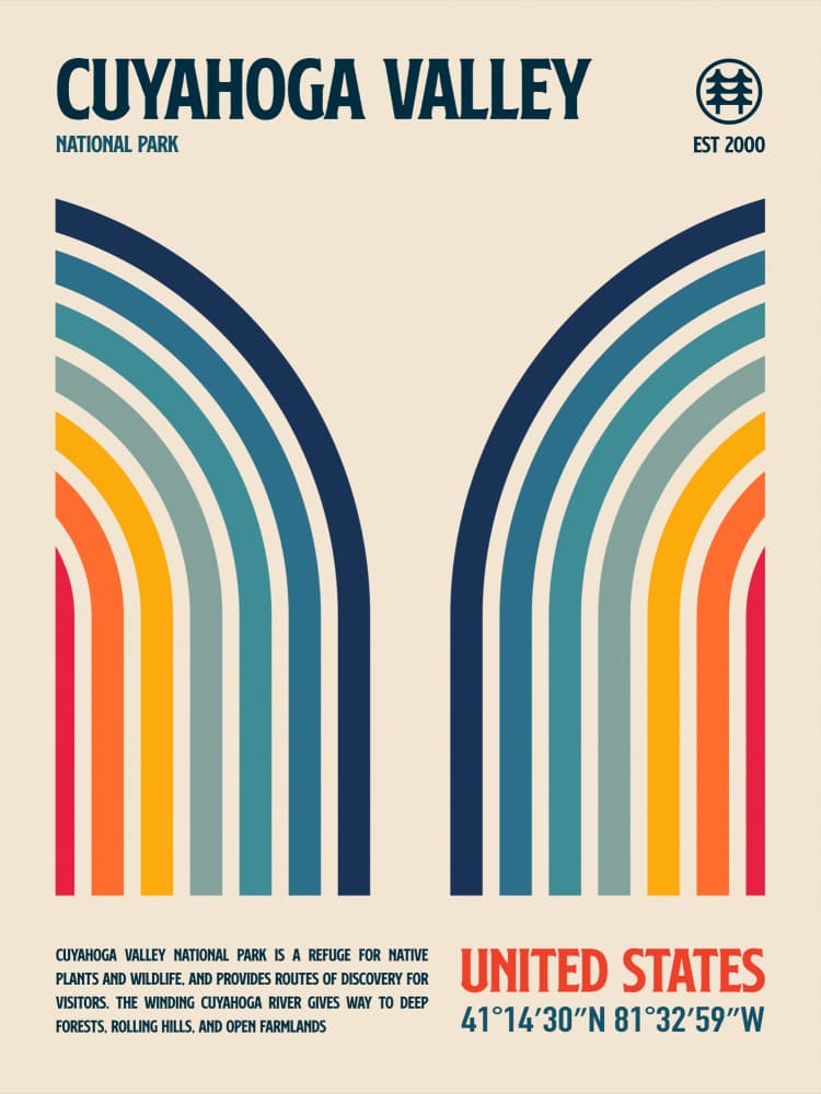 Cuyahoga Valley Retro Stripes by Retrodrome — canvas wall art