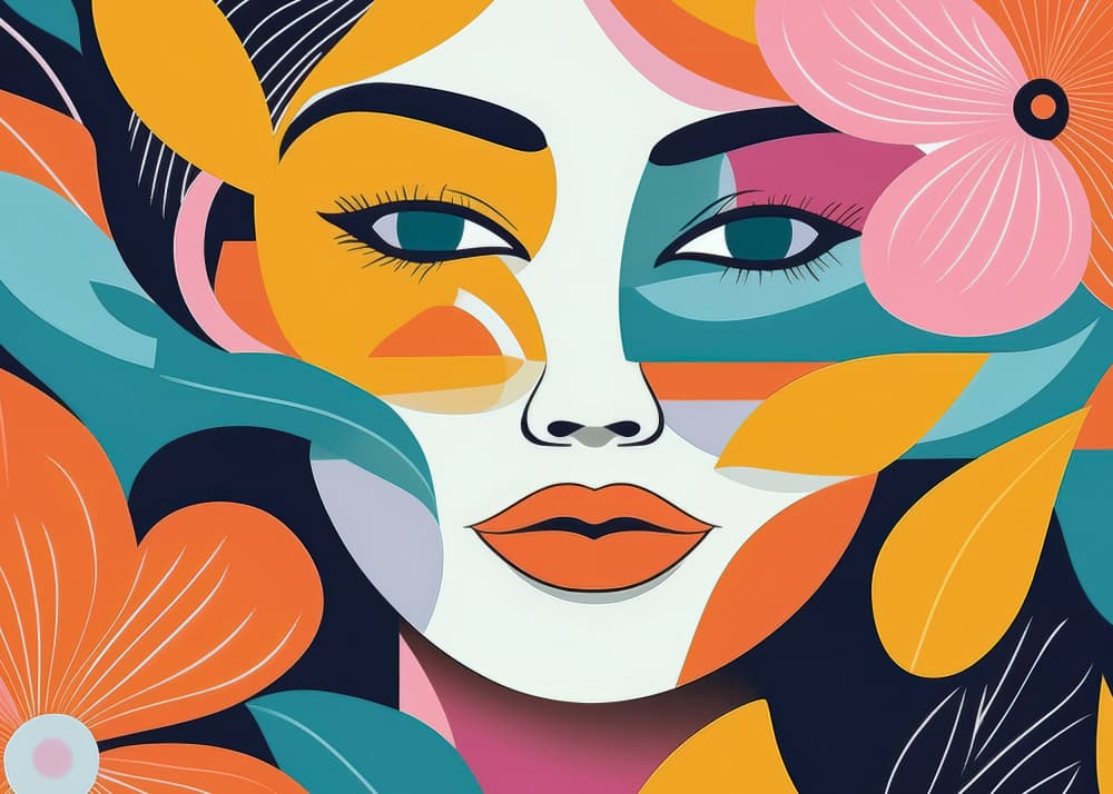 Colorful Floral Woman by casa cartissi — canvas wall art