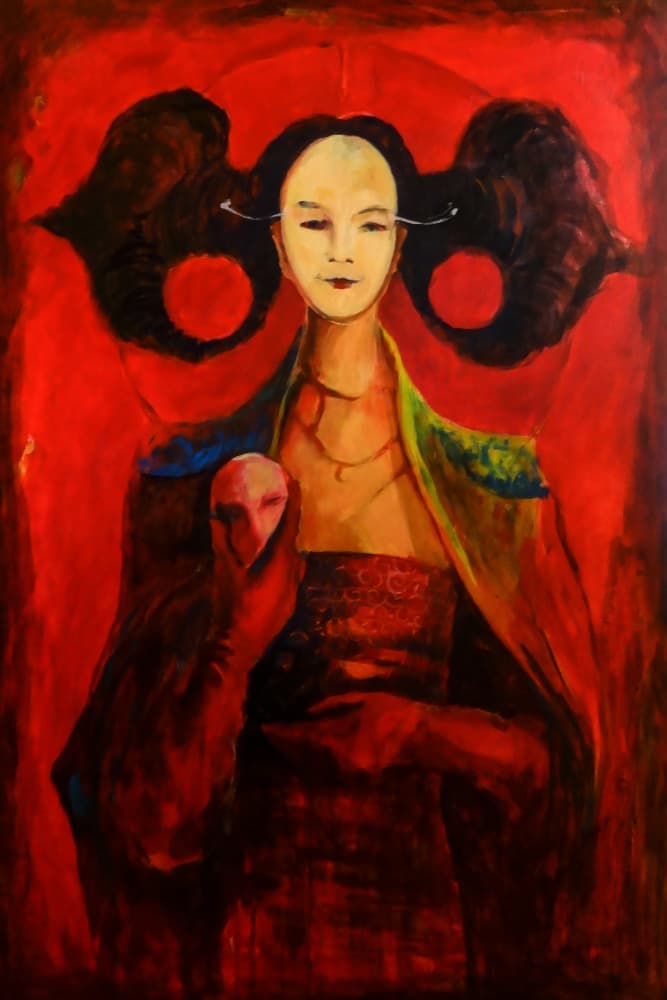 Red Masked Woman by Dora Krincy — canvas wall art