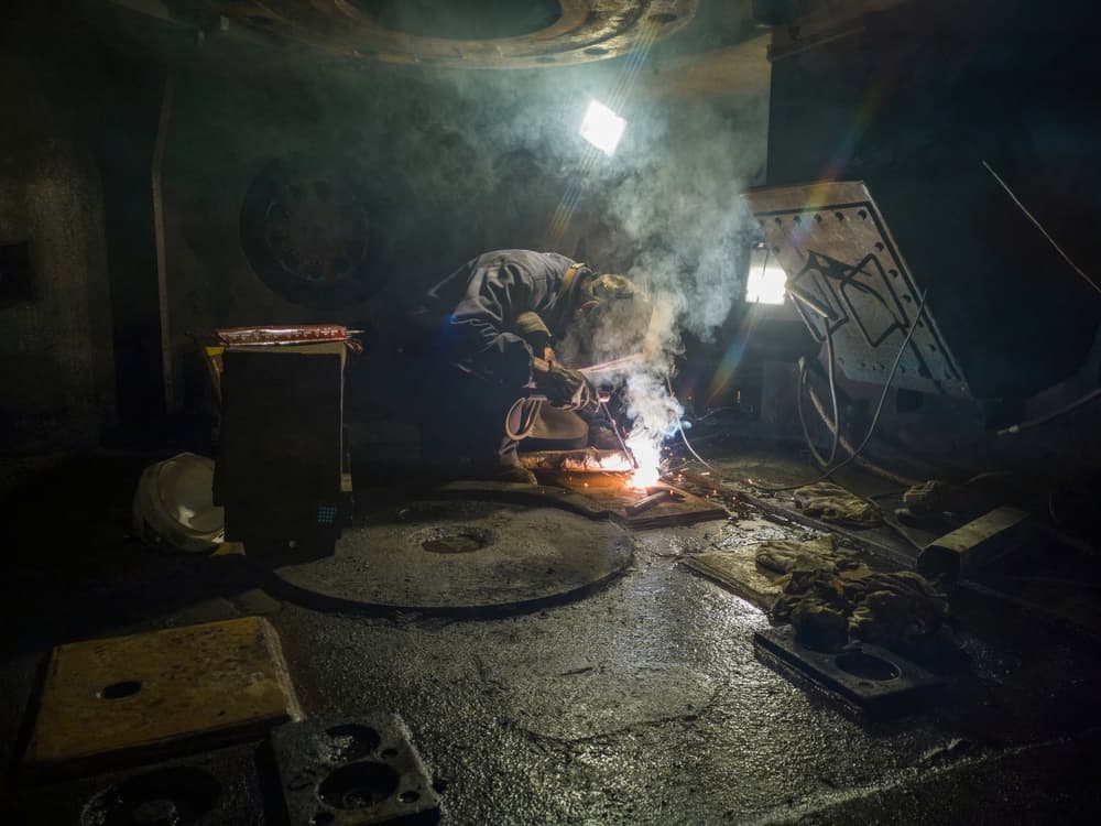 Welder Sparks And Smoke by Daniele Atzori — canvas wall art