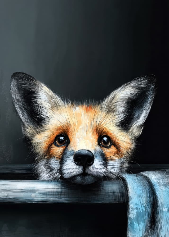 Curious Fox Peeking by Justyna Jaszke — canvas wall art
