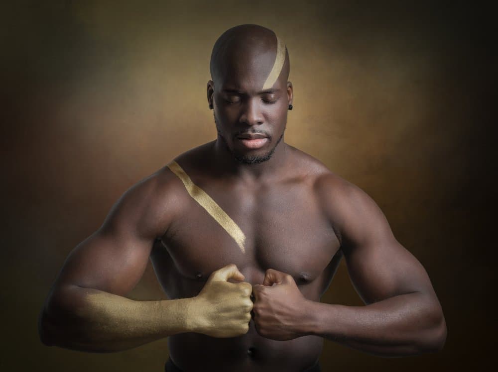 Powerful Golden Man by Luc Stalmans — canvas wall art