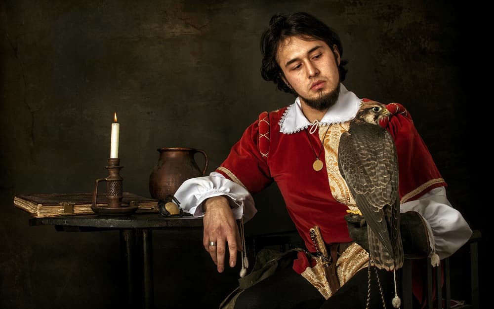 Renaissance Man and Falcon by Grigore Roibu — canvas wall art