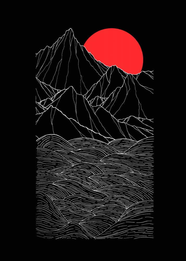 Japanese Mountain Waves by Stephen Wade — canvas wall art